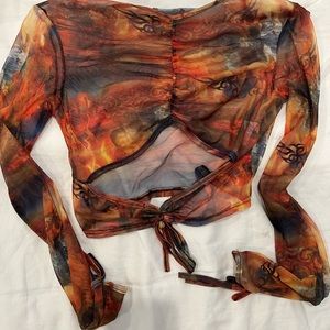 Sheer Orange Cut Out Top